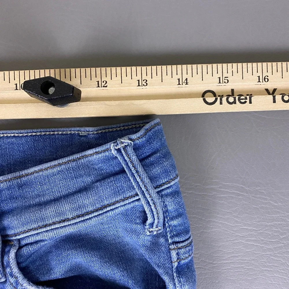 MOTHER The Hustler Ankle Fray Jeans 28 Shaken Not Stirred Blue High Rise Flare - Picture 8 of 14